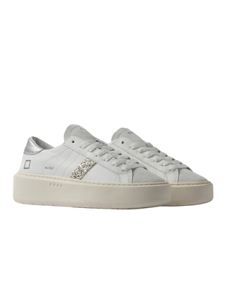 D.A.T.E. HILL LOW PLATFORM CALF WHITE-SILVER