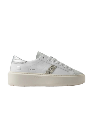 D.A.T.E. HILL LOW PLATFORM CALF WHITE-SILVER