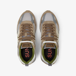 SUN68 JAKI OUTDOOR IN MESH E SUEDE BEIGE SCURO