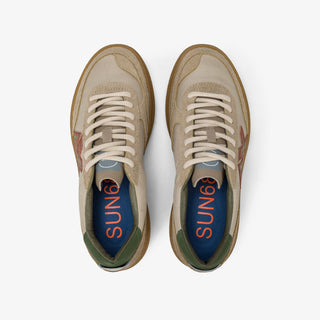 SUN68 LUIS LOW IN SUEDE E PELLE BOTTALATA BEIGE