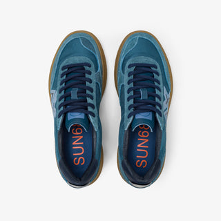 SUN68 LUIS LOW IN SUEDE E PELLE BOTTALATA AVIO SCURO