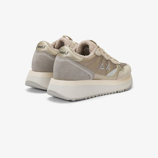 SUN68 BIG ALLY TEDDY IN NYLON E SUEDE BIANCO PANNA