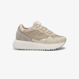 SUN68 BIG ALLY TEDDY IN NYLON E SUEDE BIANCO PANNA