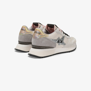 SUN68 STARGIRL GLITTER IN NYLON E SUEDE BIANCO PANNA
