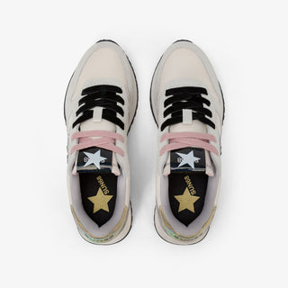 SUN68 STARGIRL GLITTER IN NYLON E SUEDE BIANCO PANNA