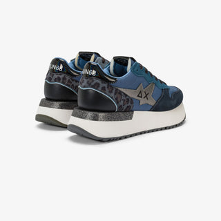 SUN68 STARGIRL IN NYLON E SUEDE NAVY BLUE