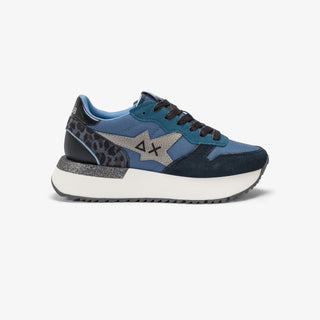 SUN68 STARGIRL IN NYLON E SUEDE NAVY BLUE